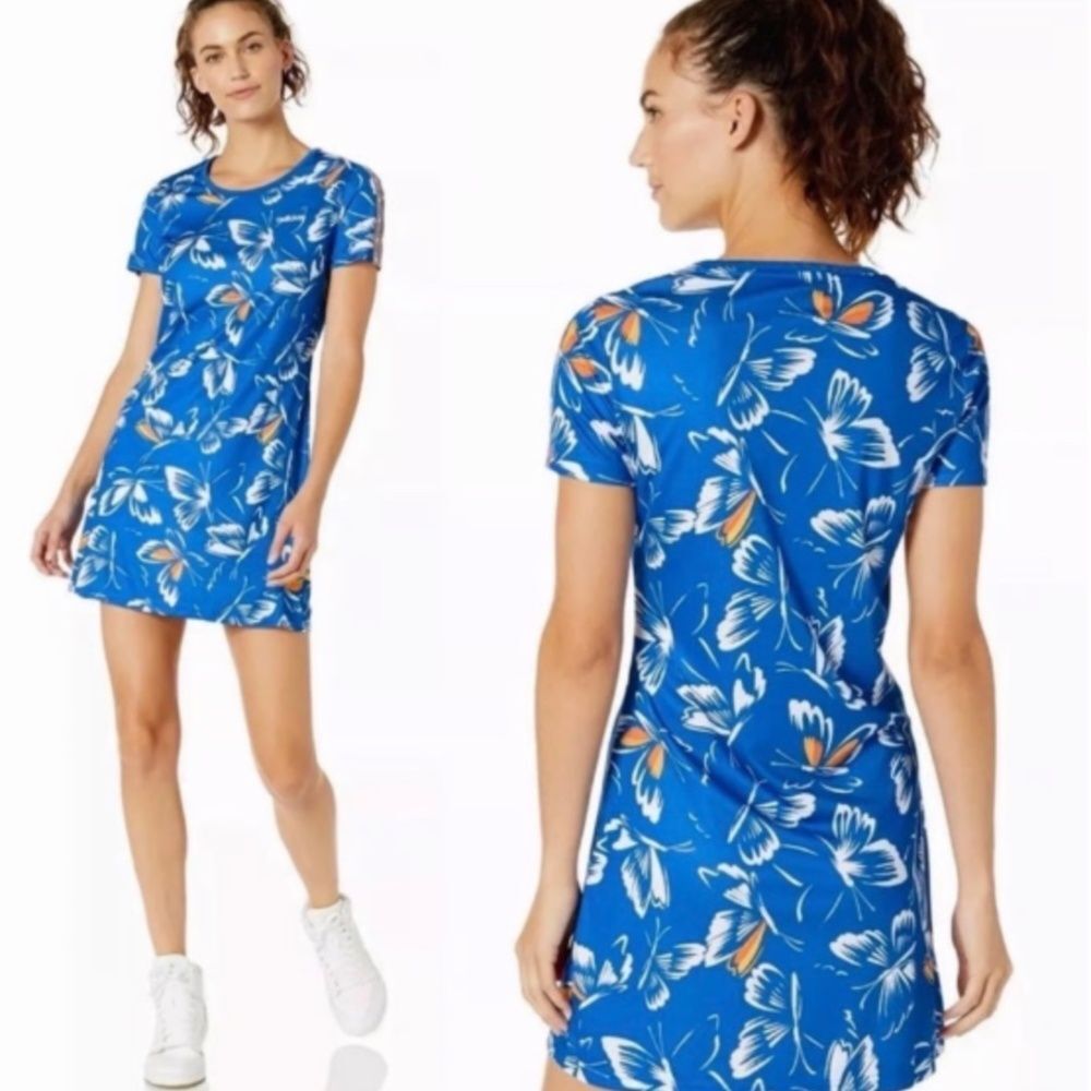 Adidas x Farm Rio Sporty Butterfly Print Mini Dress Blue Size M